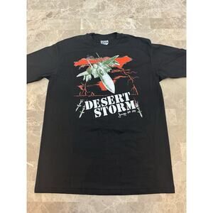 Vintage US Desert Storm T-Shirt Fighter Jet WAR ZONE 1991 Mens Size XL USA